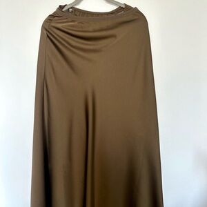 Uniqlo Satin Flare Midi Skirt Brown Women’s